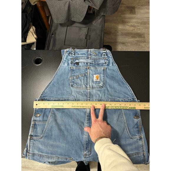 Carhartt Double Knee Denim Overalls Carpenter Workwear Utility Size 42x30 - Picture 5 of 16